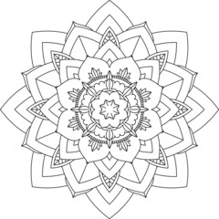 Easy Mandala coloring book simple and basic for beginners, seniors and children. Set of Mehndi flower pattern for Henna drawing and tattoo. Decoration in ethnic oriental, Indian style.