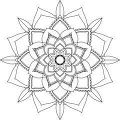 Easy Mandala coloring book simple and basic for beginners, seniors and children. Set of Mehndi flower pattern for Henna drawing and tattoo. Decoration in ethnic oriental, Indian style.