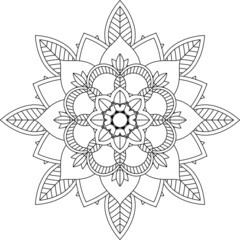 Easy Mandala coloring book simple and basic for beginners, seniors and children. Set of Mehndi flower pattern for Henna drawing and tattoo. Decoration in ethnic oriental, Indian style.