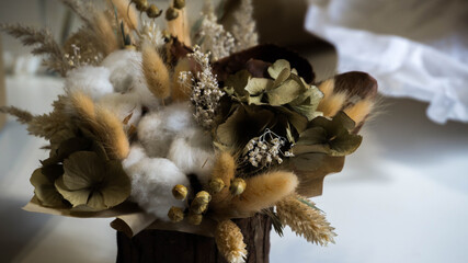 beautiful composition of dried flowers