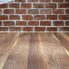 Wood table and wall background in kitchen