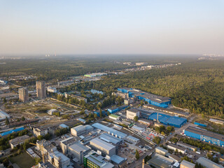 Aerial drone view. Kiev outskirts.
