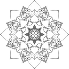 Easy Mandala coloring book simple and basic for beginners, seniors and children. Set of Mehndi flower pattern for Henna drawing and tattoo. Decoration in ethnic oriental, Indian style.