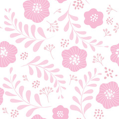 Illustrations of flowers in pastel colors in the Scandinavian style.　Seamless pattern