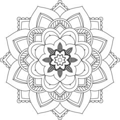 Easy Mandala coloring book simple and basic for beginners, seniors and children. Set of Mehndi flower pattern for Henna drawing and tattoo. Decoration in ethnic oriental, Indian style.