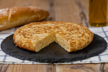 Spanish omelet with potatoes and onion, typical Spanish cuisine