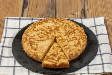 Spanish omelet with potatoes and onion, typical Spanish cuisine