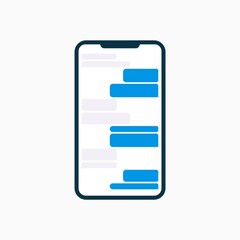 Obraz premium Chat box message bubbles on smartphone display. Empty dialog bubbles. Classic appearance. Vector