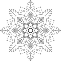 Easy Mandala coloring book simple and basic for beginners, seniors and children. Set of Mehndi flower pattern for Henna drawing and tattoo. Decoration in ethnic oriental, Indian style.