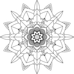 Easy Mandala coloring book simple and basic for beginners, seniors and children. Set of Mehndi flower pattern for Henna drawing and tattoo. Decoration in ethnic oriental, Indian style.