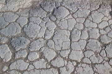 Texture of cracked chalk road. Background from cretaceous  road.