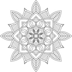 Easy Mandala coloring book simple and basic for beginners, seniors and children. Set of Mehndi flower pattern for Henna drawing and tattoo. Decoration in ethnic oriental, Indian style.