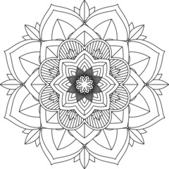 Easy Mandala coloring book simple and basic for beginners, seniors and children. Set of Mehndi flower pattern for Henna drawing and tattoo. Decoration in ethnic oriental, Indian style.