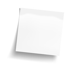 White sheet of note paper isolated on white background. Sticky note. Mockup of white note paper. Vector illustration.