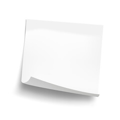 White sheet of note paper isolated on white background. Sticky note. Mockup of white note paper. Vector illustration.