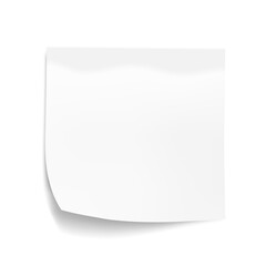 White sheet of note paper isolated on white background. Sticky note. Mockup of white note paper. Vector illustration.
