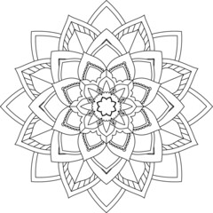 Easy Mandala coloring book simple and basic for beginners, seniors and children. Set of Mehndi flower pattern for Henna drawing and tattoo. Decoration in ethnic oriental, Indian style.