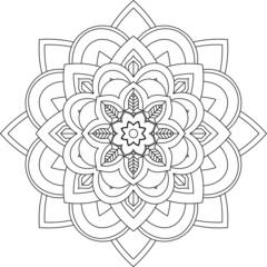 Easy Mandala coloring book simple and basic for beginners, seniors and children. Set of Mehndi flower pattern for Henna drawing and tattoo. Decoration in ethnic oriental, Indian style.