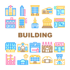 Building Architecture Collection Icons Set Vector Illustrations