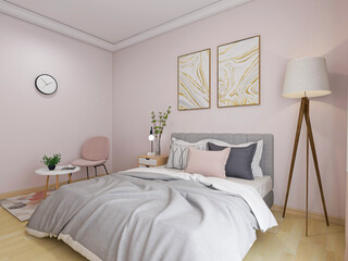 Pink family bedroom design, very warm feeling