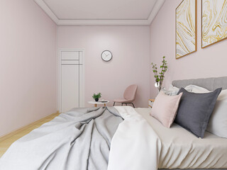 Pink family bedroom design, very warm feeling