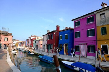 Naklejka na ściany i meble Colorful buildings in Burano island, Venice, Italy 