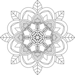 Easy Mandala coloring book simple and basic for beginners, seniors and children. Set of Mehndi flower pattern for Henna drawing and tattoo. Decoration in ethnic oriental, Indian style.