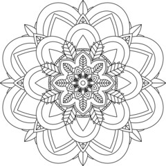 Easy Mandala coloring book simple and basic for beginners, seniors and children. Set of Mehndi flower pattern for Henna drawing and tattoo. Decoration in ethnic oriental, Indian style.