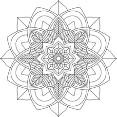 Easy Mandala coloring book simple and basic for beginners, seniors and children. Set of Mehndi flower pattern for Henna drawing and tattoo. Decoration in ethnic oriental, Indian style.