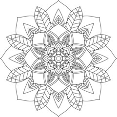 Easy Mandala coloring book simple and basic for beginners, seniors and children. Set of Mehndi flower pattern for Henna drawing and tattoo. Decoration in ethnic oriental, Indian style.