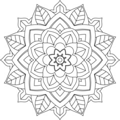 Easy Mandala coloring book simple and basic for beginners, seniors and children. Set of Mehndi flower pattern for Henna drawing and tattoo. Decoration in ethnic oriental, Indian style.