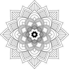 Easy Mandala coloring book simple and basic for beginners, seniors and children. Set of Mehndi flower pattern for Henna drawing and tattoo. Decoration in ethnic oriental, Indian style.