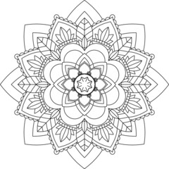 Easy Mandala coloring book simple and basic for beginners, seniors and children. Set of Mehndi flower pattern for Henna drawing and tattoo. Decoration in ethnic oriental, Indian style.