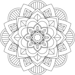 Easy Mandala coloring book simple and basic for beginners, seniors and children. Set of Mehndi flower pattern for Henna drawing and tattoo. Decoration in ethnic oriental, Indian style.