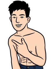 cartoon cute man on white background