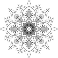 Easy Mandala coloring book simple and basic for beginners, seniors and children. Set of Mehndi flower pattern for Henna drawing and tattoo. Decoration in ethnic oriental, Indian style.