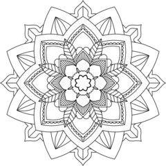 Easy Mandala coloring book simple and basic for beginners, seniors and children. Set of Mehndi flower pattern for Henna drawing and tattoo. Decoration in ethnic oriental, Indian style.