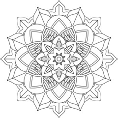 Easy Mandala coloring book simple and basic for beginners, seniors and children. Set of Mehndi flower pattern for Henna drawing and tattoo. Decoration in ethnic oriental, Indian style.