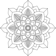 Easy Mandala coloring book simple and basic for beginners, seniors and children. Set of Mehndi flower pattern for Henna drawing and tattoo. Decoration in ethnic oriental, Indian style.