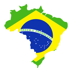 Brazil Map Flag Fill Background - Vector illustation