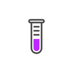 Laboratory beaker icon test tube. Chemistry experimental logo lab bubble vector icon