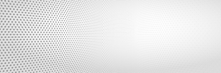 Vector abstract monochrome dotted background with dimensional perspective, technology and science theme, big data flow, geometric 3D design.