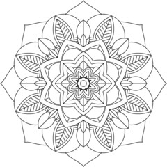 Easy Mandala coloring book simple and basic for beginners, seniors and children. Set of Mehndi flower pattern for Henna drawing and tattoo. Decoration in ethnic oriental, Indian style.