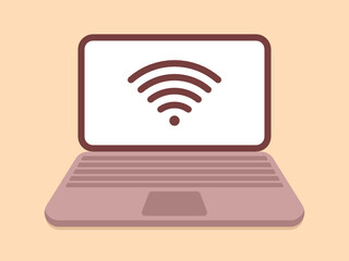 Wireless icon on laptop - vector illustration