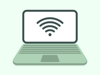 Wireless icon on laptop - vector illustration