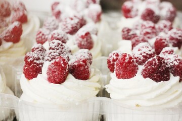 Anna Pavlova cake with cream and berries 