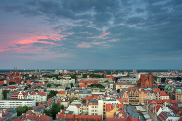 Cityscape of Wroclaw old town at sunset. Poland