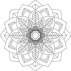 Easy Mandala coloring book simple and basic for beginners, seniors and children. Set of Mehndi flower pattern for Henna drawing and tattoo. Decoration in ethnic oriental, Indian style.