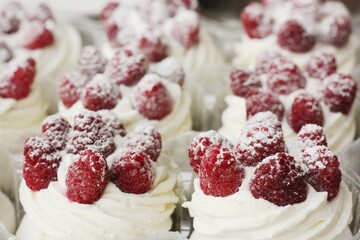 Anna Pavlova cake with cream and berries 