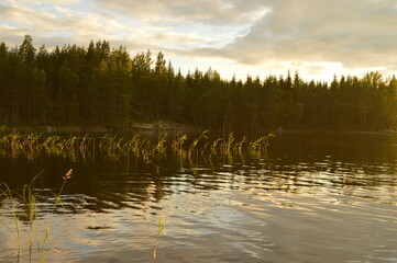 Sunset in the beautiful Finnish Lake District, Finland